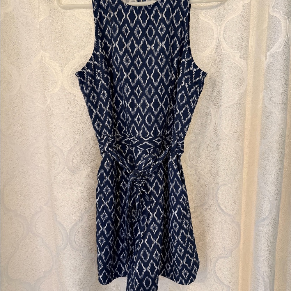 Banana Republic Blue and White Patterned Jumpsuit